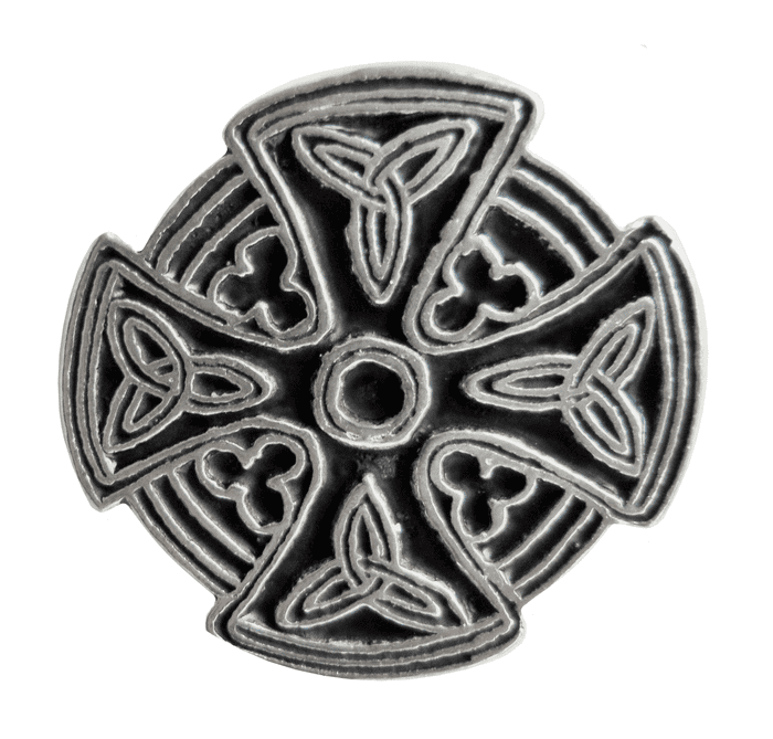 Pencarrow Celtic Cross Pewter Pin Badge - Hand Made in Cornwall