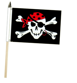 Pirate Skull and Crossbones One Eyed Jack Large Hand Waving Flag
