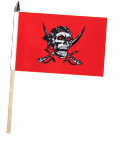 Pirate Skull and Sabres Red Large Hand Waving Flag