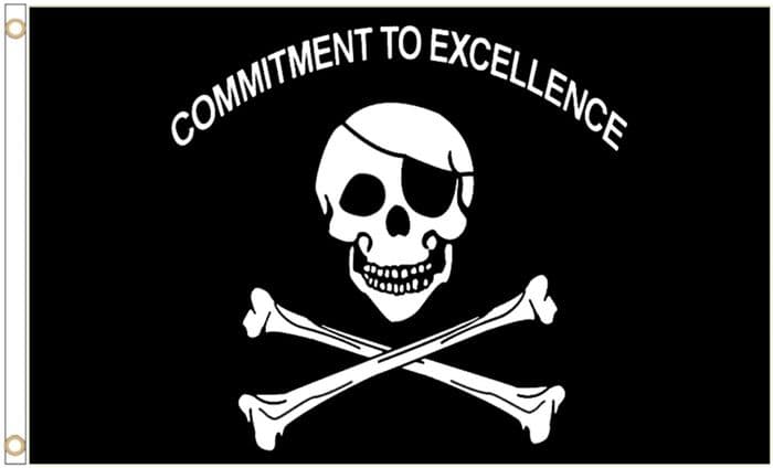 Pirate Skull & Crossbones Commitment To Excellence Polyester Flag