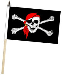 Pirate Skull & Crossbones Red Bandana Large Hand Waving Flag