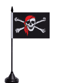 Pirate Skull & Crossbones Red Bandana Table Flag