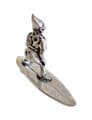 Piskey Pixie on a Surfboard Solid Pewter Ornament - Hand Made in Cornwall