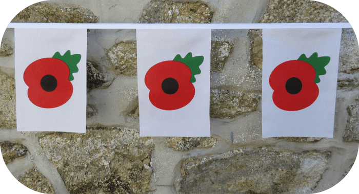 Poppy Remembrance Flag Bunting - Various Lengths