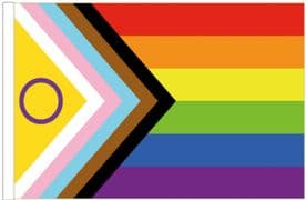 Progress Intersex Inclusive Rainbow LGBTQ+ Gay Pride 18" x 12" (45cm x 30cm) Sleeved Boat Flag