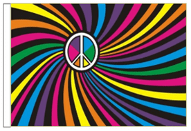 Rainbow LGBTQ+ Gay Pride CND Peace Swirl 18" x 12" (45cm x 30cm) Sleeved Boat Flag
