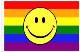 Rainbow LGBTQ+ Gay Pride Happy Face 18" x 12" (45cm x 30cm) Sleeved Boat Flag