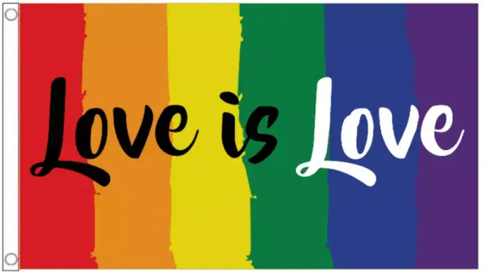 Rainbow Love Is Love Polyester 5'x3' Flag