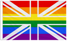 Rainbow Union Jack 18" x 12" (45cm x 30cm) Sleeved Boat Flag