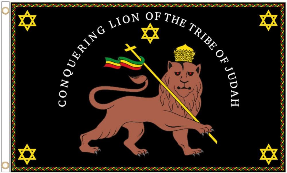Rastafarian Conquering Lion of Judah Polyester 5 x3 Flag