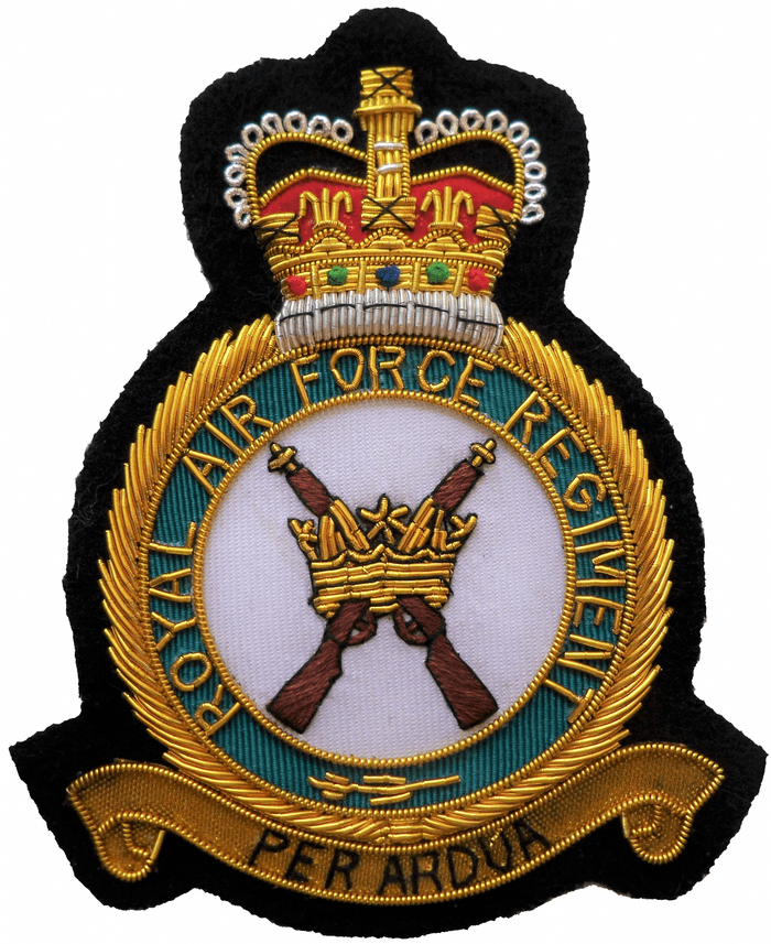 Royal Air Force Regiment GOLD WIRED Blazer Embroidered Badge
