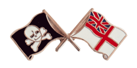 Royal Navy RN White Ensign & Jolly Roger Pin Badge - MOD Approved - M49
