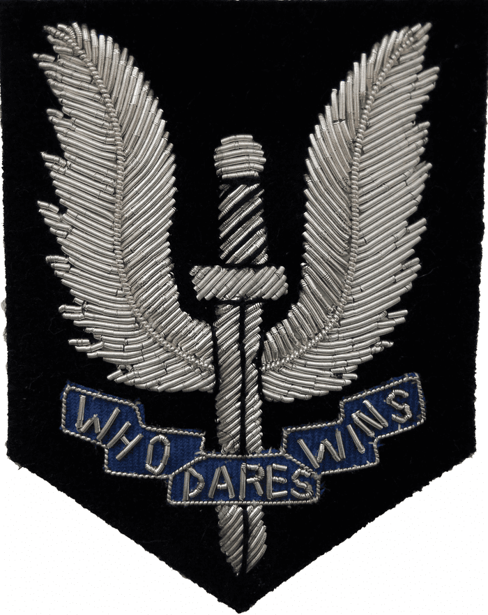 SAS Special Air Service British Army Embroidered SILVER WIRED Patch