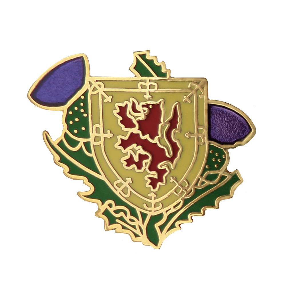 Scotland Lion Rampant Shield & Thistles Pin Badge