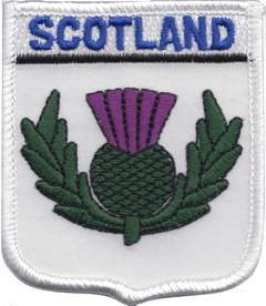 Scotland Thistle White Embroidered Badge (a103)