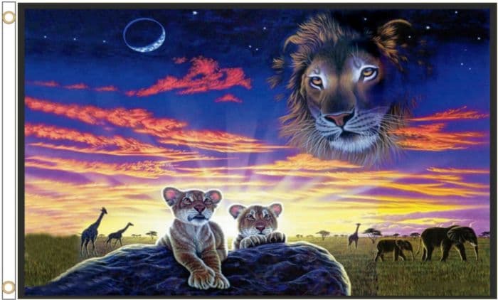 Serengeti Sunrise Lions Polyester 5'x3' Flag