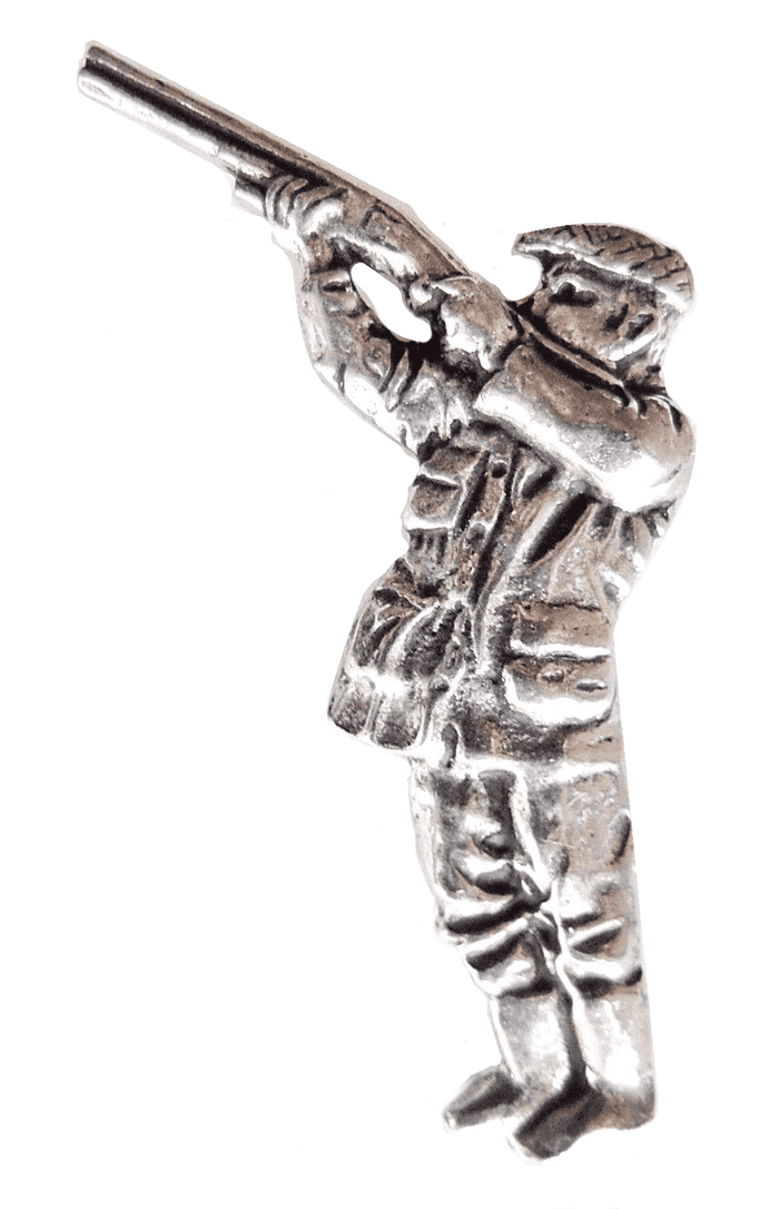 Shooter Shooting Pewter Pin Badge - Hand Made in Cornwall