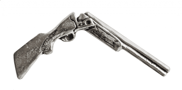Shotgun Shooting Pewter Pin Badge - Hand Made in Cornwall