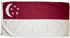Singapore 150cm x 75cm Fully Sewn Large Cotton Flag - 2 Eyelets
