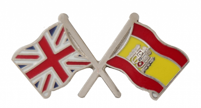 Spain and United Kingdom Friendship Flag Pin Badge