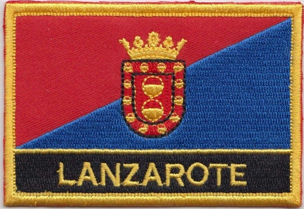Spain Canary Islands Lanzarote Flag Embroidered Rectangular Patch