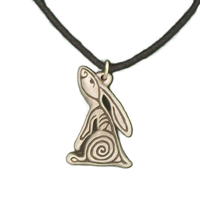 Spiral Hare Pewter Pendant - Made in England