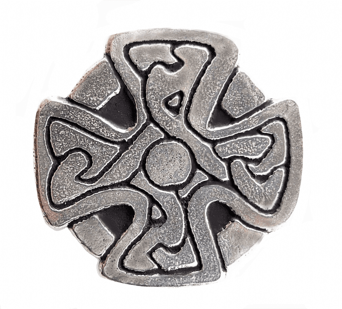 St. Just in Roseland Celtic Cross Pewter Pin Badge - Hand Made in Cornwall