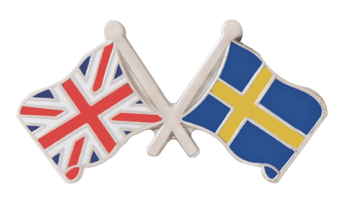 Sweden and United Kingdom Friendship Flag Pin Badge