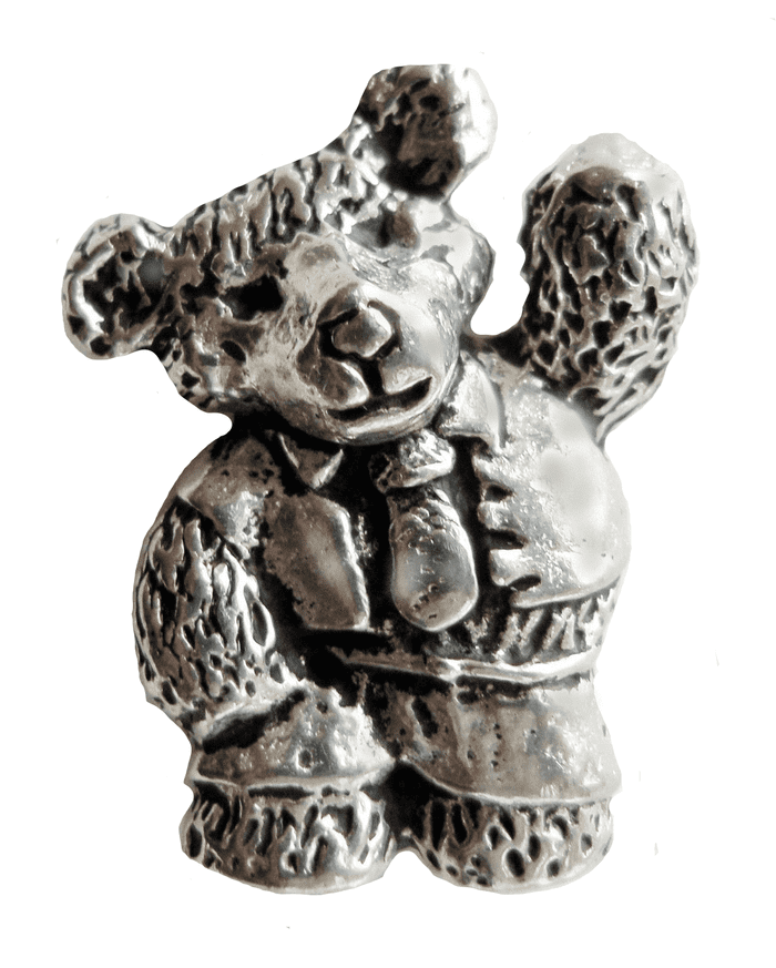 Teddy Bear Pewter Pin Badge - Hand Made in Cornwall