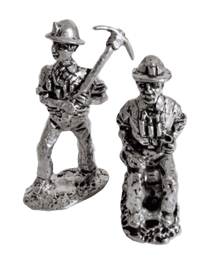 Tin Miner Solid Pewter Ornament Set - Hand Made In Cornwall