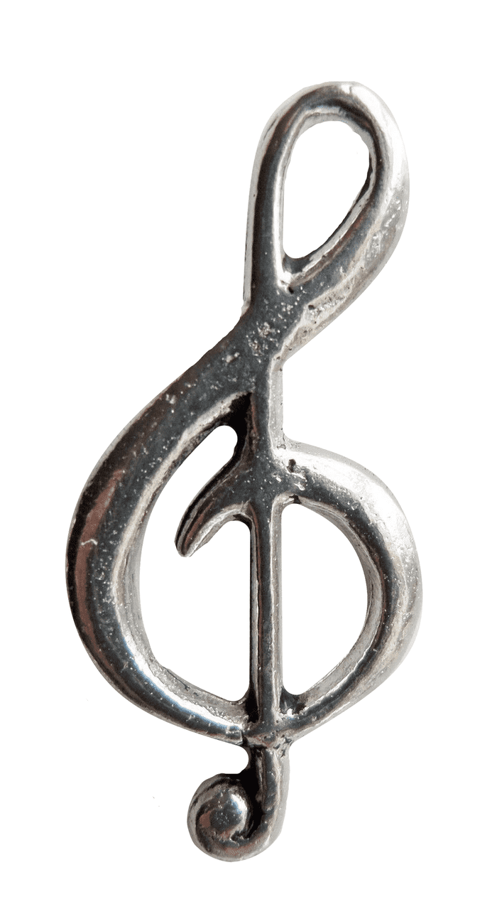 Treble Clef Pewter Pin Badge - Hand Made in Cornwall