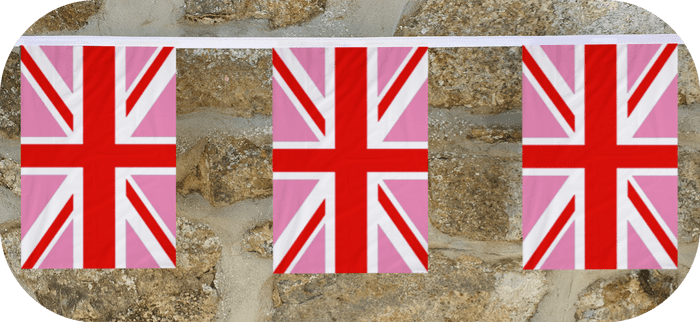 Union Jack Pink Red and White Flag Bunting