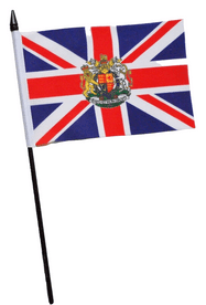 Union Jack Queen's Royal Coat of Arms Small Hand Waving Flag