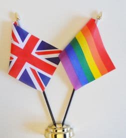 United Kingdom & Rainbow LGBT Gay Pride Friendship Table Flag