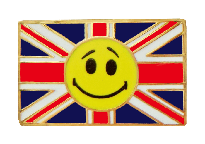 United Kingdom UK Happy Face Pin Badge