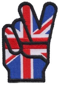 United Kingdom UK Union Jack Victory V Embroidered Badge (a443)