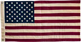 USA 100cm x 50cm Aged and Vintage Style Fully Sewn Large Cotton Flag - 2 Eyelets