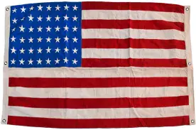USA 48 Stars 150cm x 100cm Vintage Style Fully Sewn Large Cotton Flag - 6 Eyelets