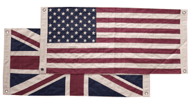 USA UK 100cm x 50cm Aged and Vintage Style Fully Sewn Large Cotton Flag - 4 Eyelets