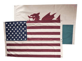 USA Wales 150cm x 100cm Aged and Vintage Style Fully Sewn Large Cotton Flag - 6 Eyelets -Single Flag