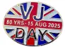VJ Day Victory in Japan 80 Years Commemorative Oval Pin Badge