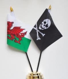 Wales and Skull & Crossbones Friendship Table Flag
