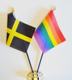 Wales St David's Cross and Rainbow Gay Pride LGBT Friendship Table Flag
