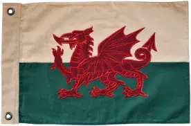 Wales Welsh Dragon 49cm x 33cm Fully Sewn Small Cotton Flag - 2 Eyelets