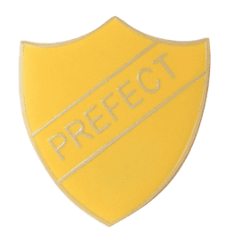 Yellow Prefect Badge For Schools Gold Plated Pin Badge