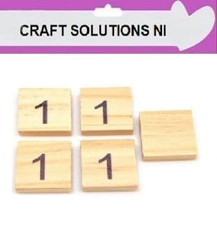 1 - WOODEN SCRABBLE NUMBERS & SYMBOLS - 0 1 2 3 4 5 6 7 8 9 @ &