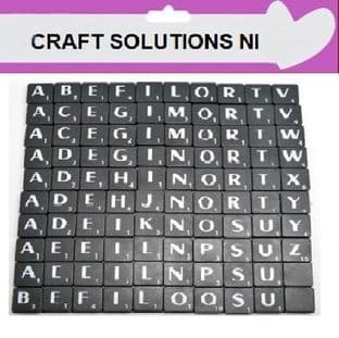 100 - 1 FULL SET SCRABBLE TILE LETTERS - BLACK WITH WHITE LETTERS