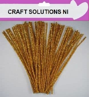 100 GOLD CHENILLE CRAFT STEMS / ARTS & CRAFTS / PIPE CLEANERS / 30cm / 12"