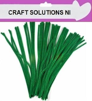 100 GREEN CHENILLE CRAFT STEMS/ ARTS & CRAFTS/ PIPE CLEANERS/ 30cm / 12"