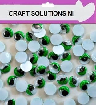 100 Green Eyelash Googly Wobbly Craft Eyes / Toys / Arts / Crafts / Cards